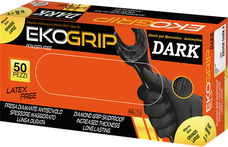 Guanti in nitrile nero Ekogrip per meccanica